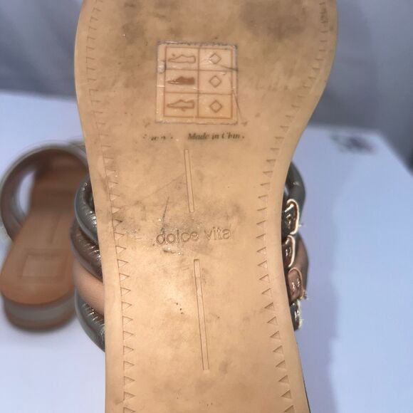 Dolce Vita Women Open Toe Metallic Strappy Slide Sandals Flat Slippers Size 6.5 - Picture 15 of 16